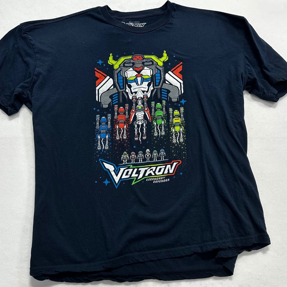 LootWear Mens 2XL Voltron Legendary Defender T-Shirt Black Graphic Sci-Fi Tee